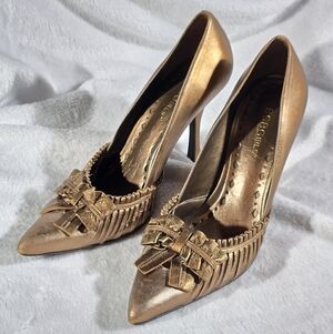Y2k Elegant Bronze Metallic High Heels